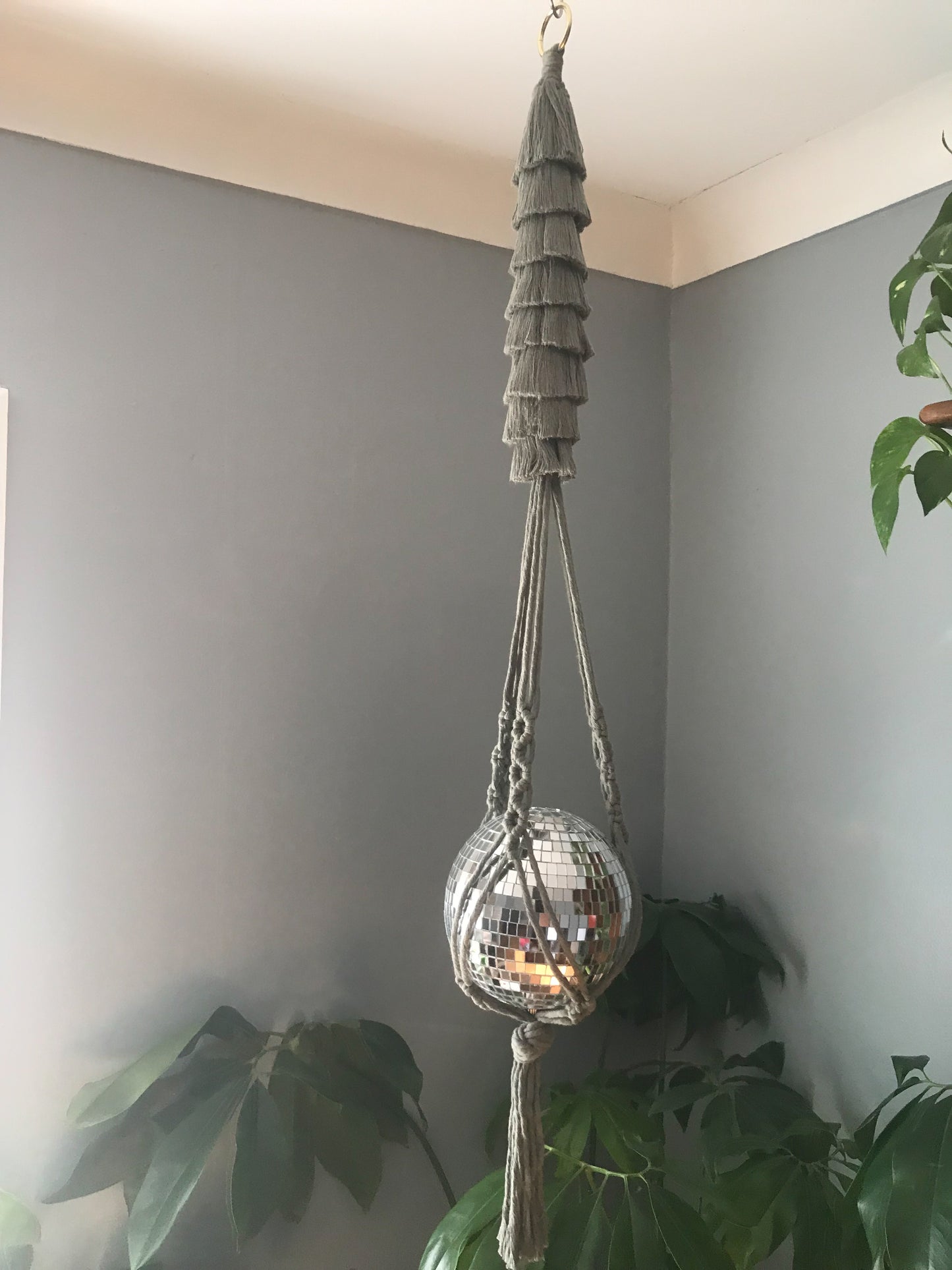 Bay Leaf Shag Disco Ball Hanger