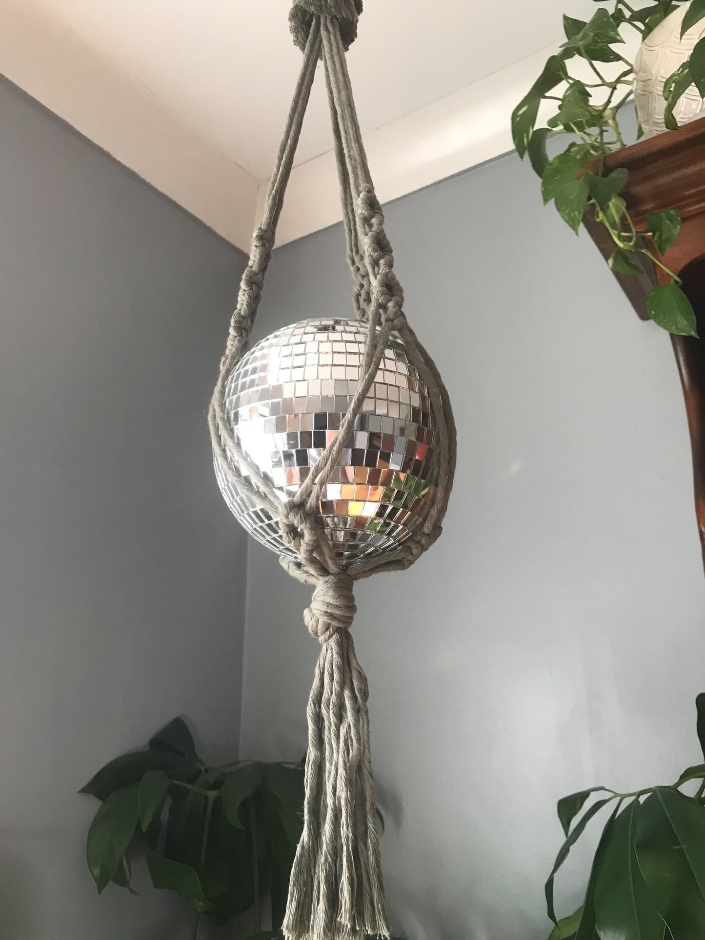 Bay Leaf Shag Disco Ball Hanger